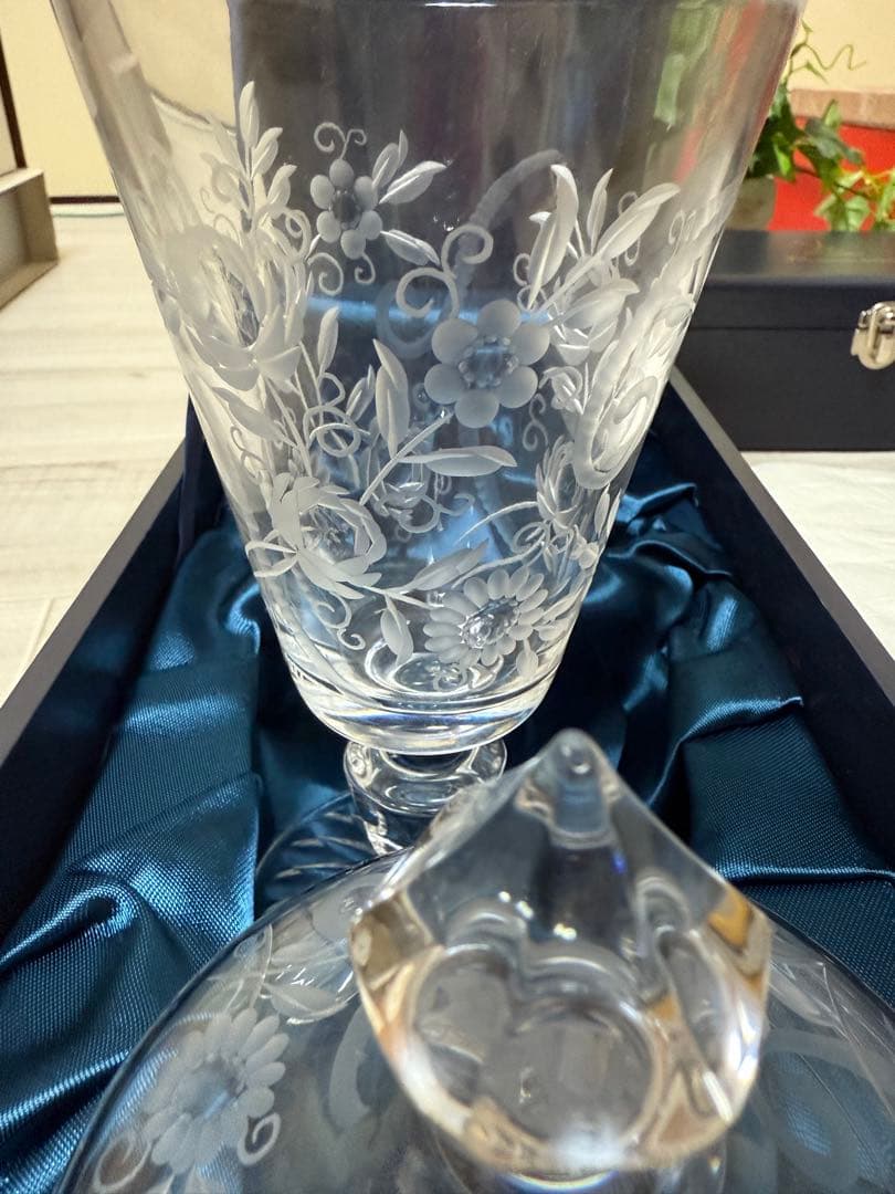 マイセン　花柄エッチングクリスタル　グラス