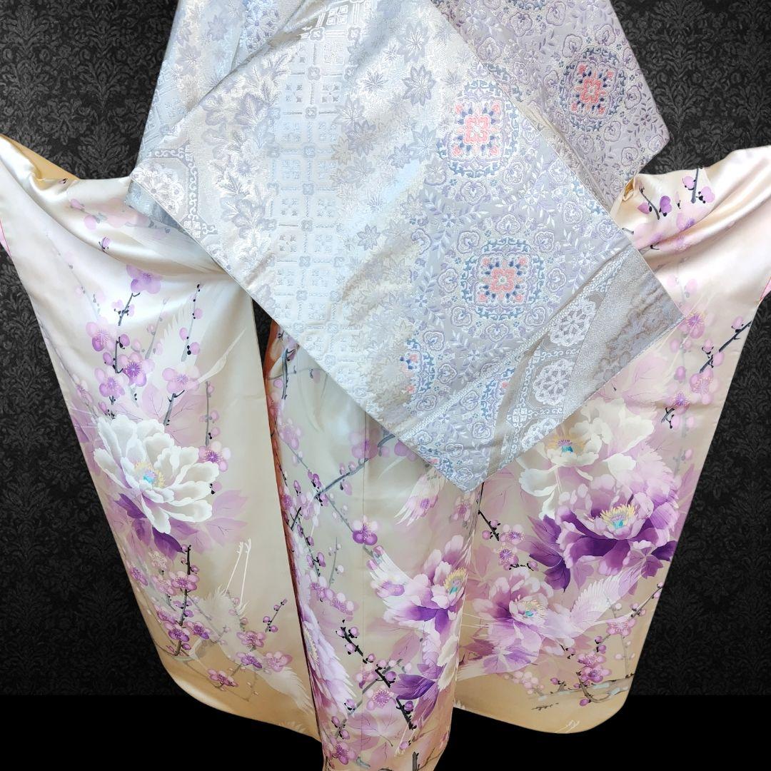 振袖フルセット(10点)・成人式・くすみ・高級手描き・大輪牡丹・胴裏正絹・逸品