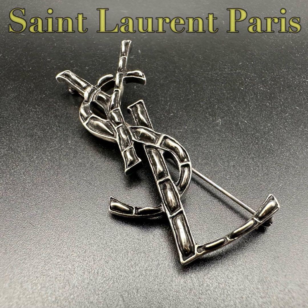 極美品✨　YSL　サンローランパリ　ブローチ　ロゴ　1310