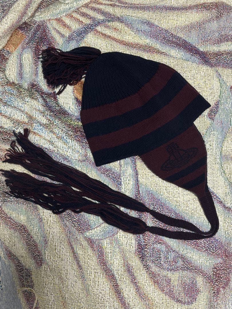 viviennewestwood フラップ付きワッチ ニット帽 ネイビー y2k