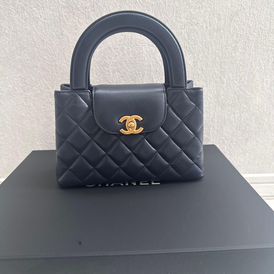 シャネルケリー　CHANELミニショッピングバッグネイビー