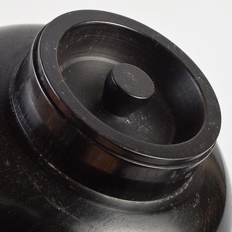 茶道具　雲州佐幸作　黒檀茶壷　茶心壷　約376g　共箱　V　R9362