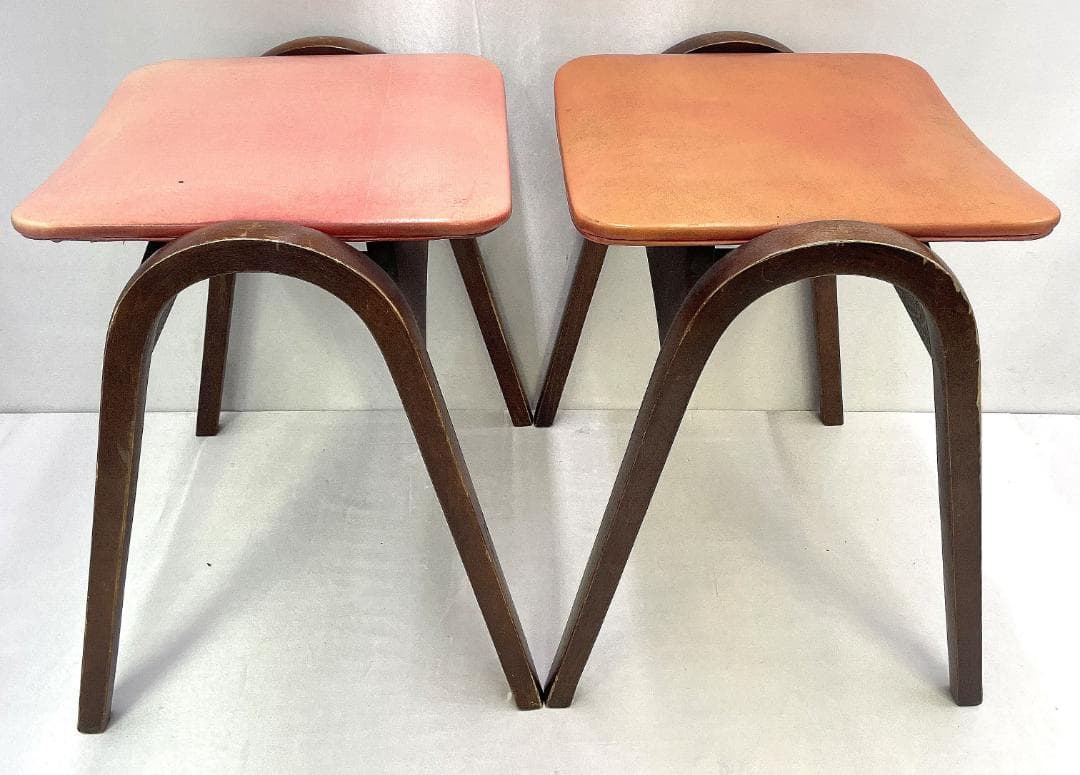 秋田木工 剣持勇 スタッキングスツール 曲げ木 2脚セット 昭和レトロ