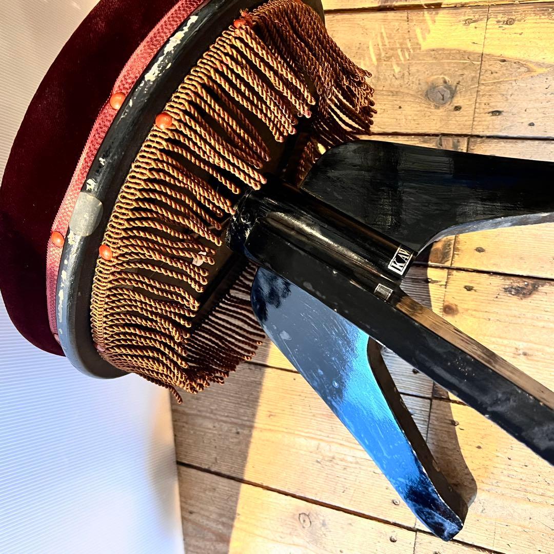 KAWAI ピアノ 丸椅子 レトロ アンティーク 回転イス チェア 紫 パープル