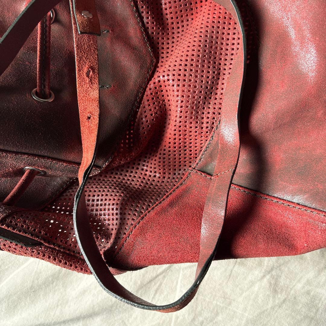 ディーゼル　diesel クラッシュレザー　レッド　ショルダーバッグ　ポーチ付き