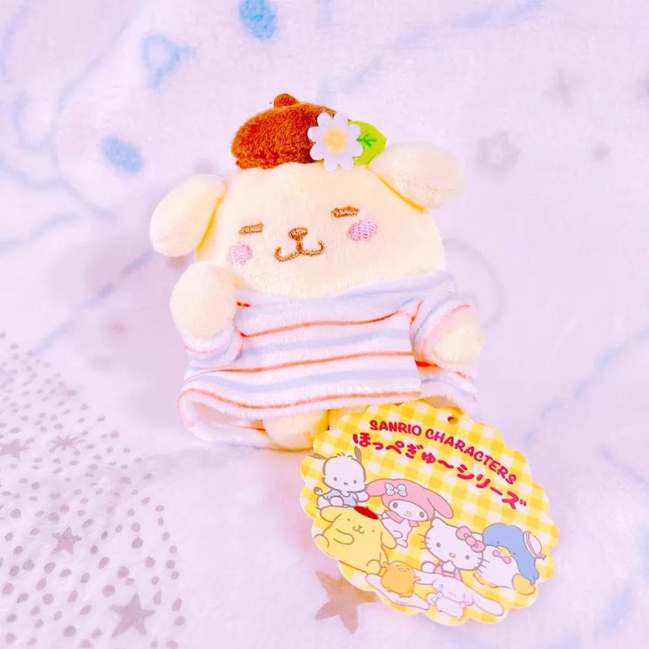 サンリオ　ポムポムプリン むにゅぐるみ　マスコットホルダー　(ほっぺぎゅ)