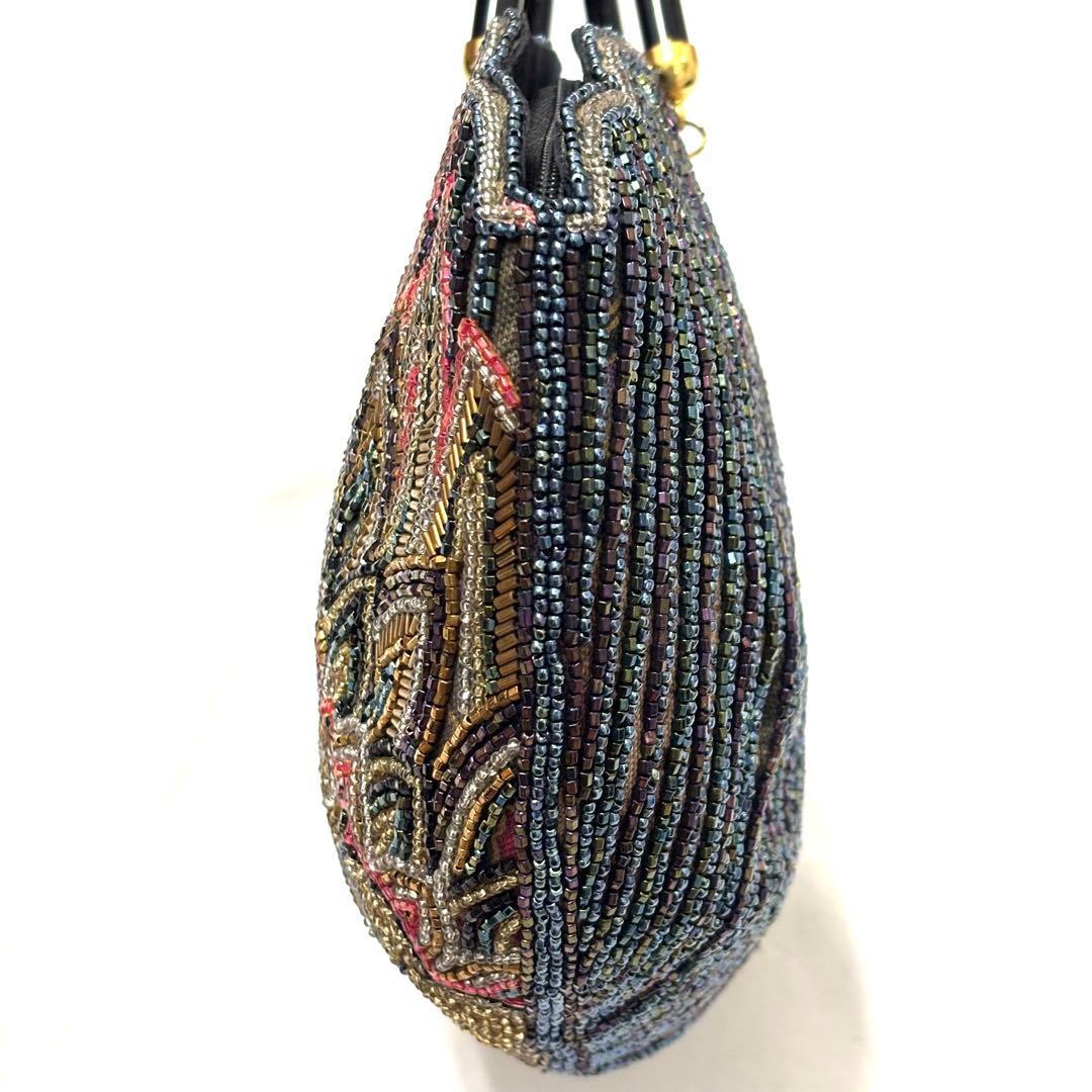 未使用級 LUMY ルミー はしもと ビーズ 総ビーズ パーティバッグ 皇室