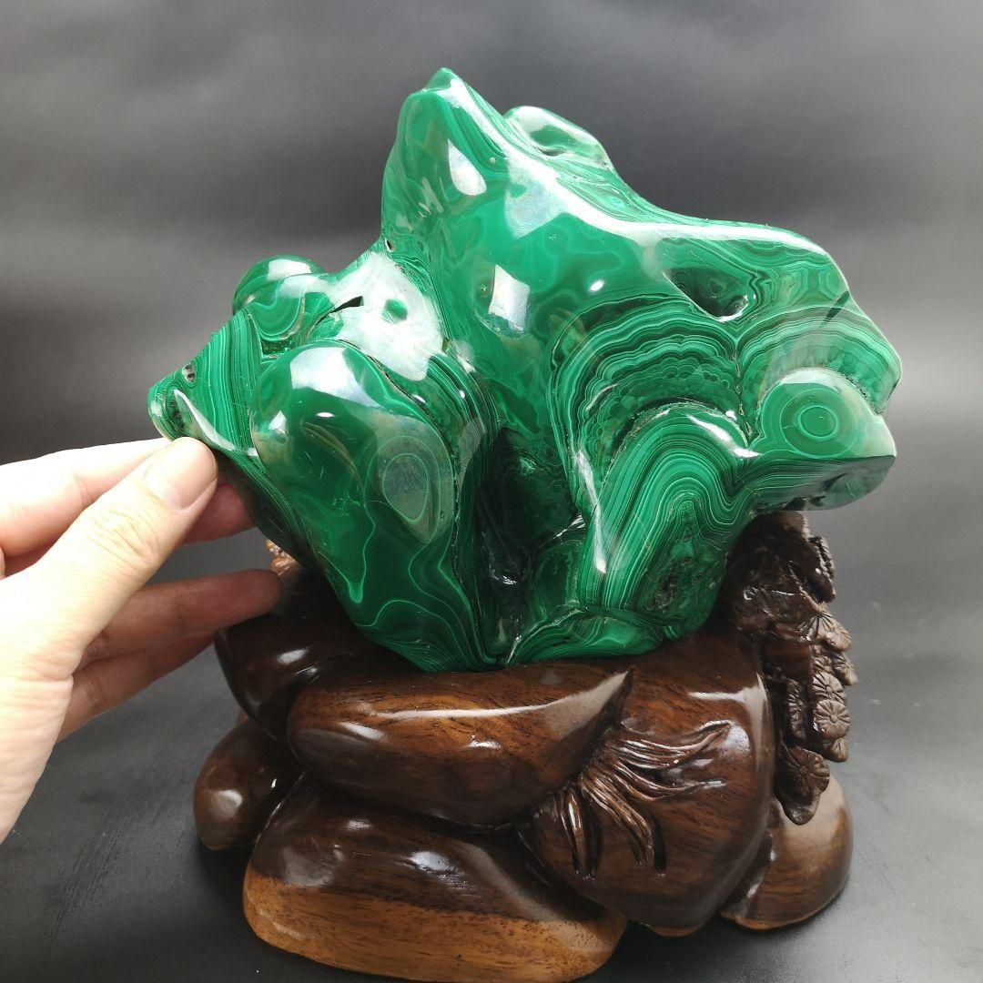 芸術品　超レア物　孔雀石　親子の象　マラカイト　原石　処分