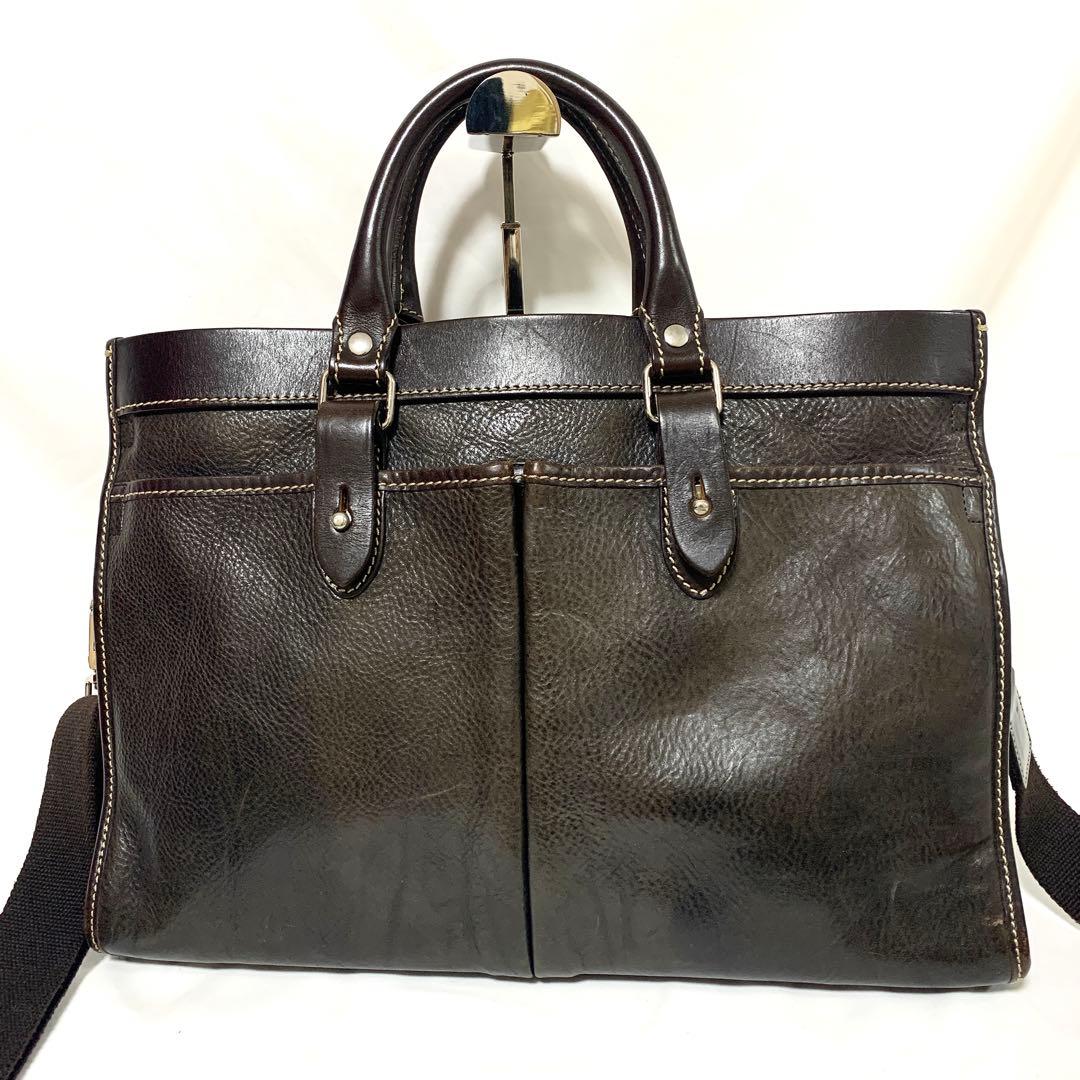 美品✨ ステファノマーノ　オールレザー　ビジネスバッグ　2way　ブラウン
