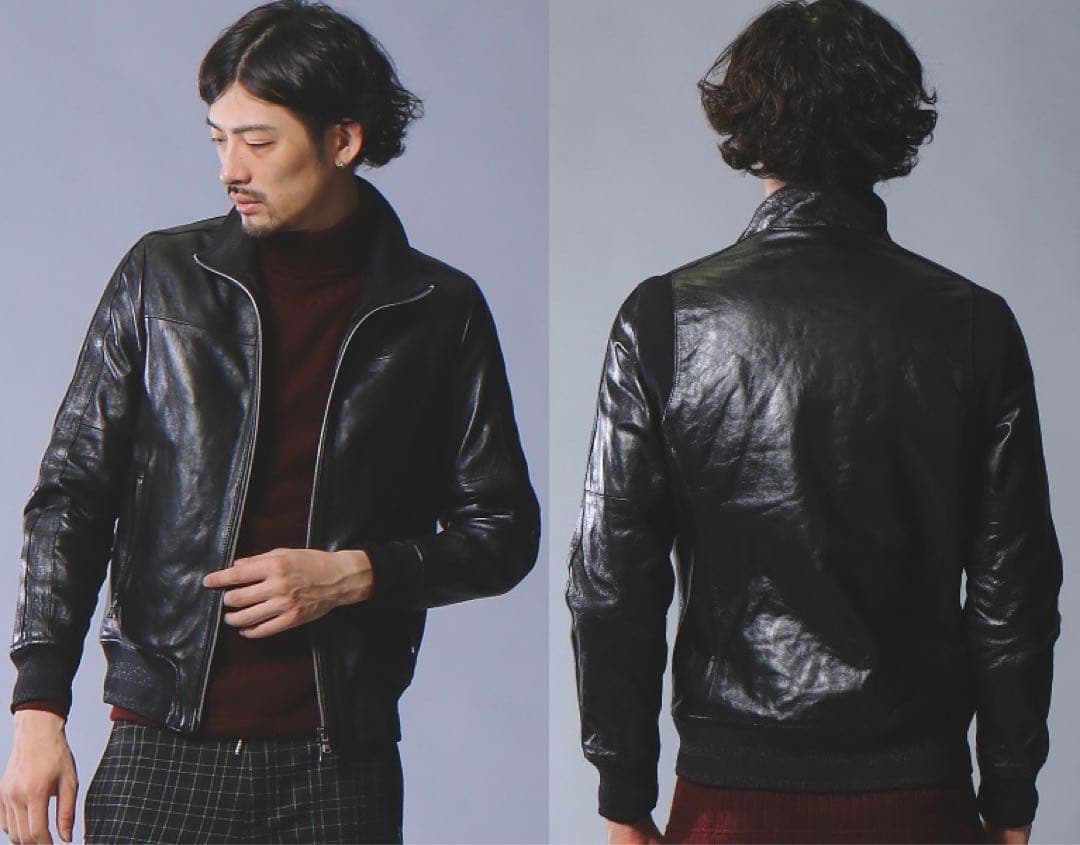 5351 POUR LES HOMMES ラムレザートラックジャケット 46