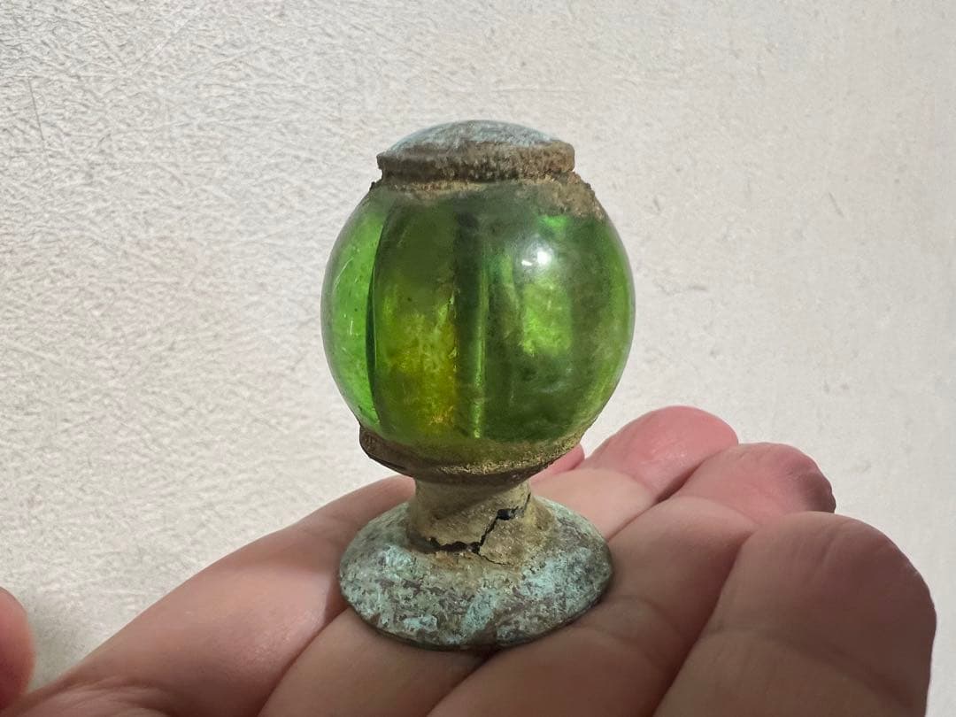 中国 仏像 残欠 宝冠 宝珠 緑ガラス 仏教美術 発掘 出土 骨董 古美術
