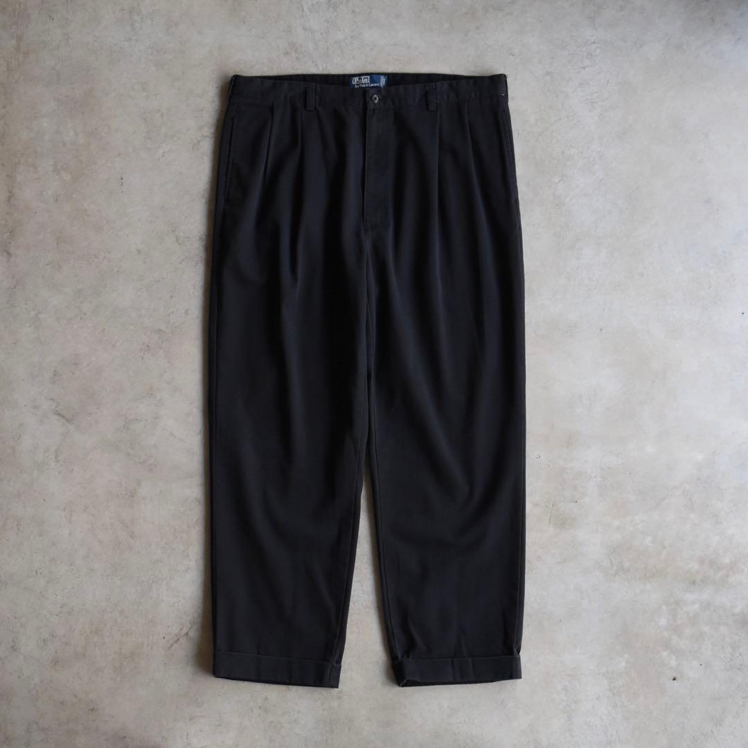 90s ラルフローレン ツータックチノ ポロチノ 黒 ブラック W40 L30
