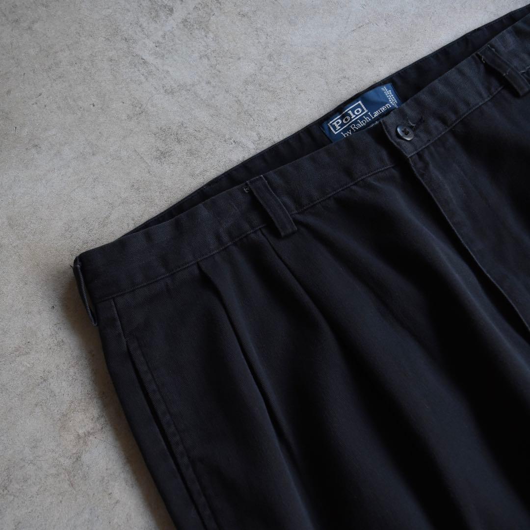90s ラルフローレン ツータックチノ ポロチノ 黒 ブラック W40 L30