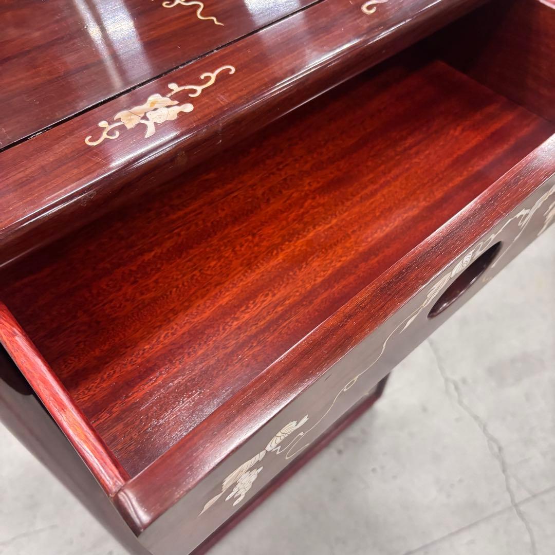 螺鈿家具 螺鈿細工 唐木 花梨 引き出し 7段 チェスト 無垢材　ラデン細工