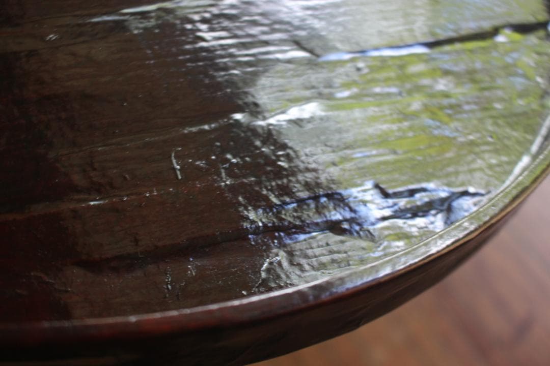 デッドストック！風情ある一閑張りに極上溜塗の映えるお膳（検お盆お膳茶道具