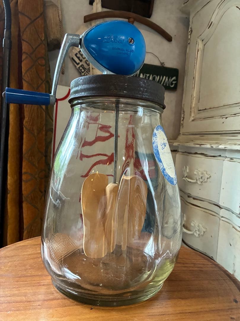 イギリス　アンティーク　バター　メーカー　マヨネーズ　メーカー　チャーン　ブルー