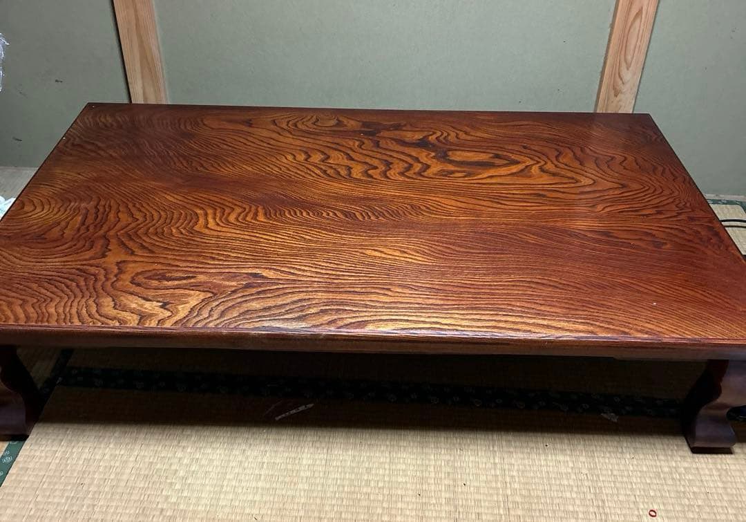 天然木 一枚板 座卓 　欅けやき　ローテー ブル92×152cmサイズ
