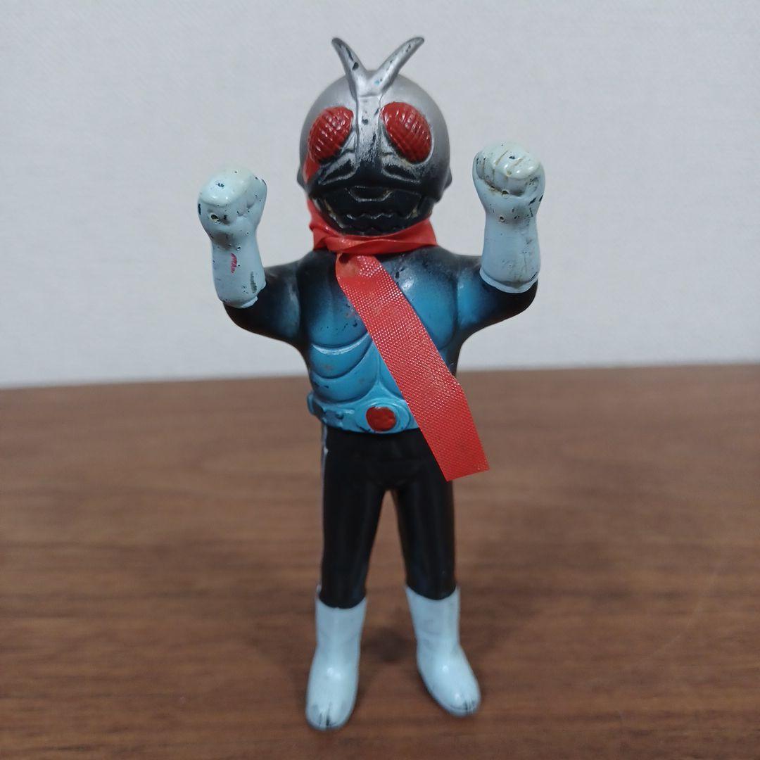 当時ものポピー製「仮面ライダー」希少青成型＆黒成型ミニソフビフィギュア２点セット