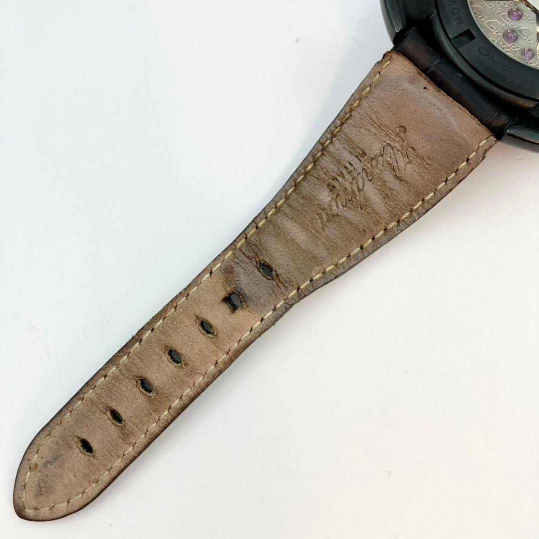 稼働品 ガガミラノ マヌアーレ 48ｍｍ 手巻き オールブラック 腕時計