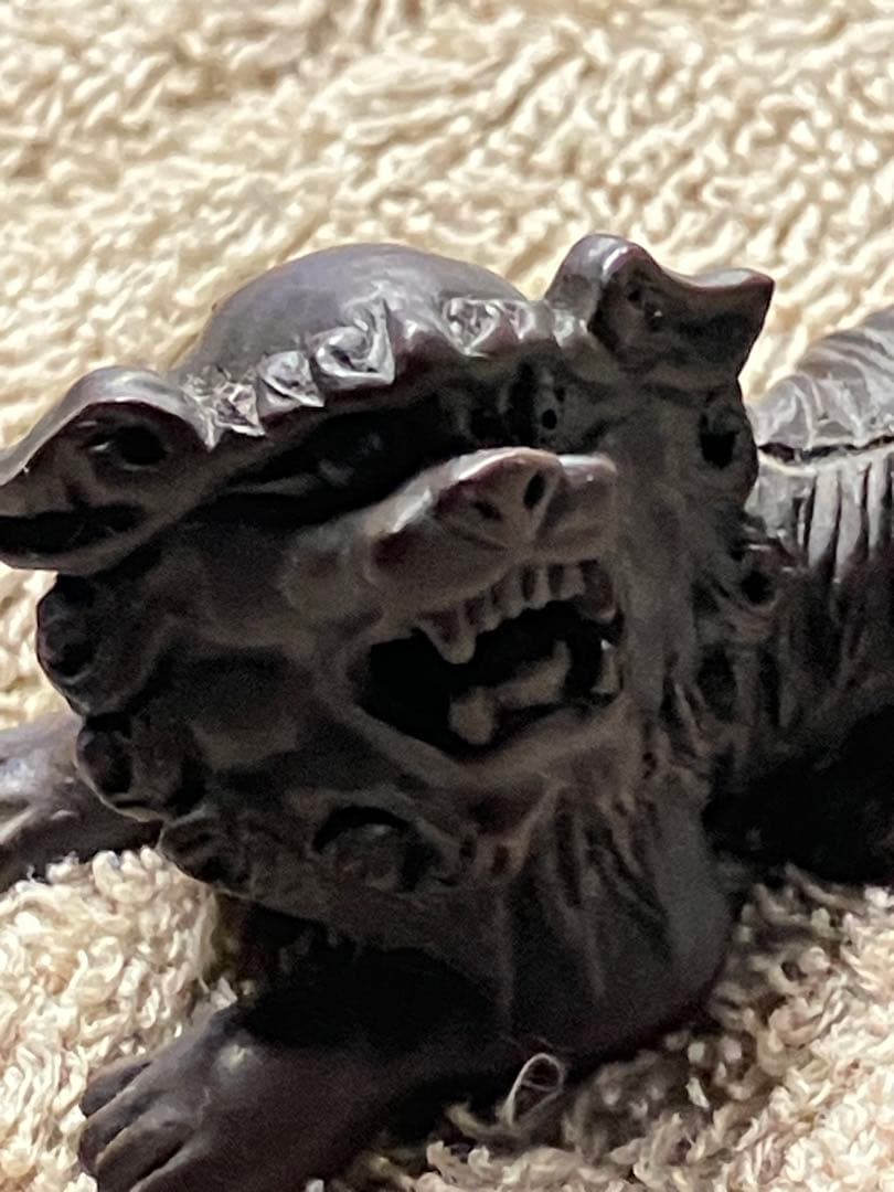 根付け　作者不明　刻印あり　獅子型　彫刻 約10cm