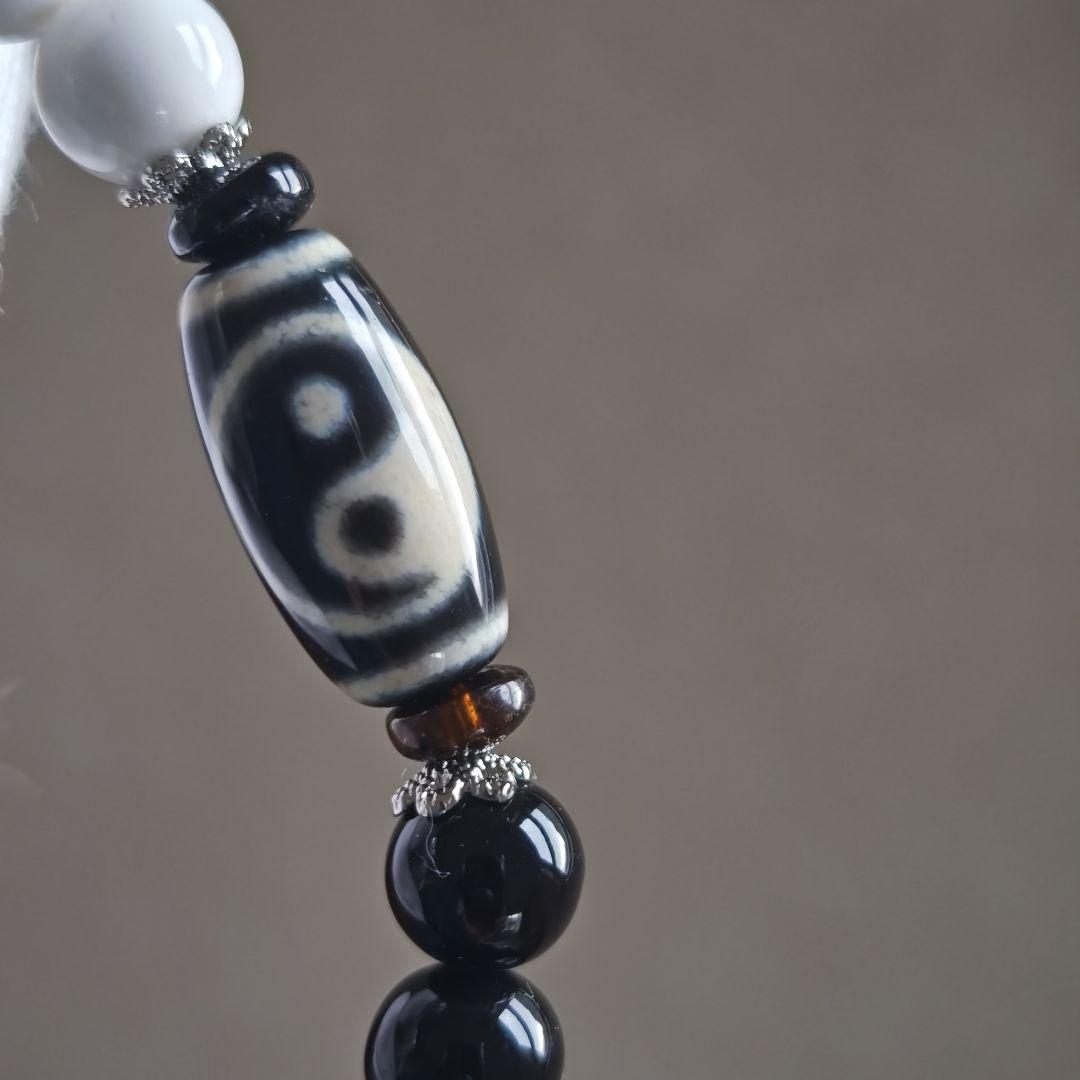 新作♡陰陽太極天珠、黒北投石、天然ホワイトオニキス