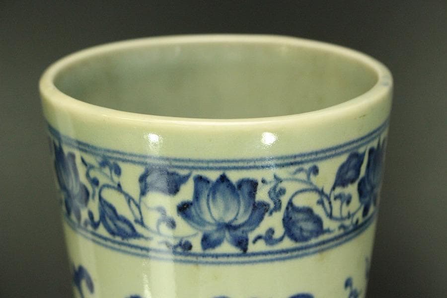 中国美術 青花 纏枝蓮花龍紋 瓶 高44cm(A365)