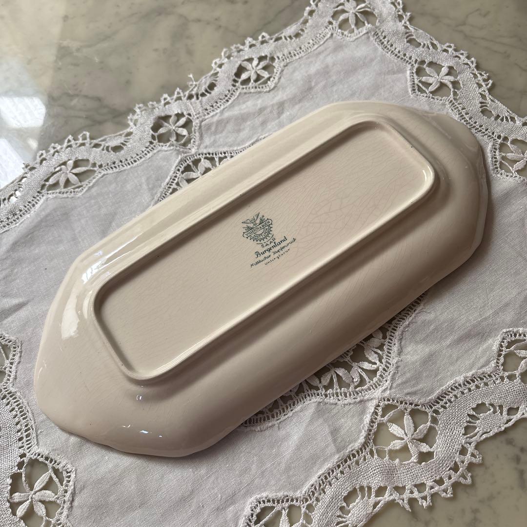 ドイツ　アンティーク　ヴィンテージ　ビレロイ&ボッホ　ケーキプレート　ブラウン