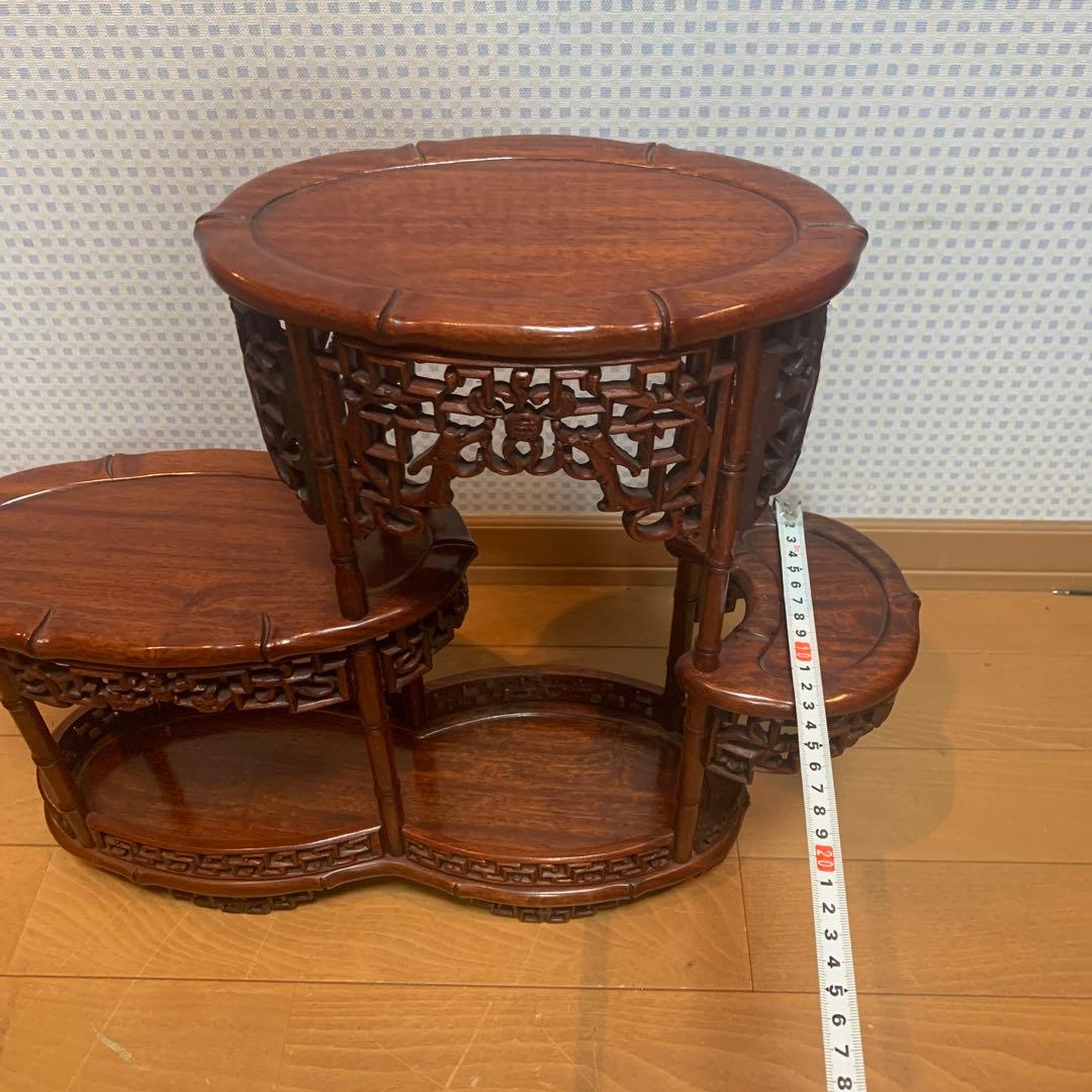 飾り台　花梨　インテリア台　透彫木彫
