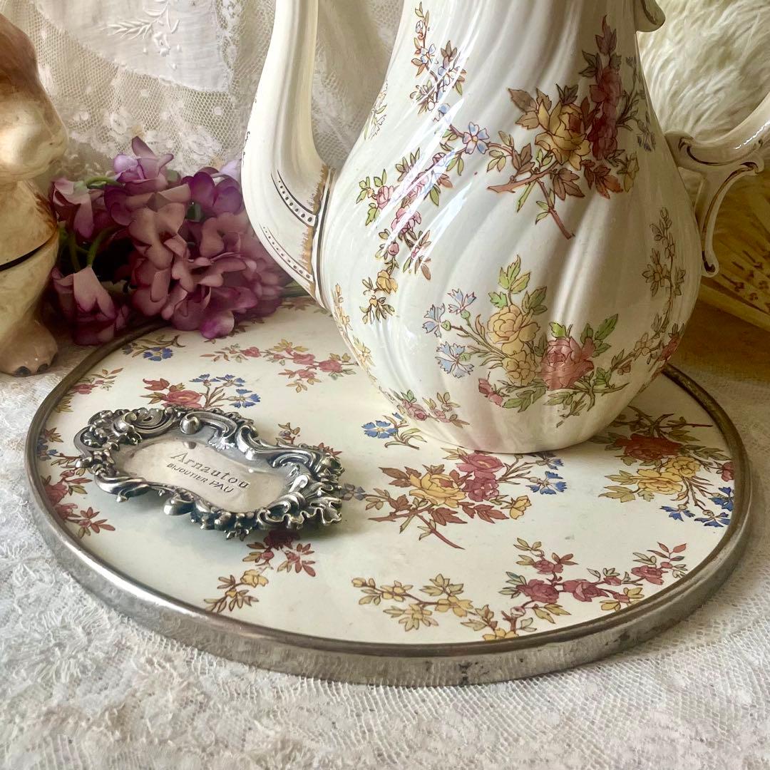 サルグミンヌ　ルイ15世　トリベット　陶板ラウンドプレート　フランスアンティーク