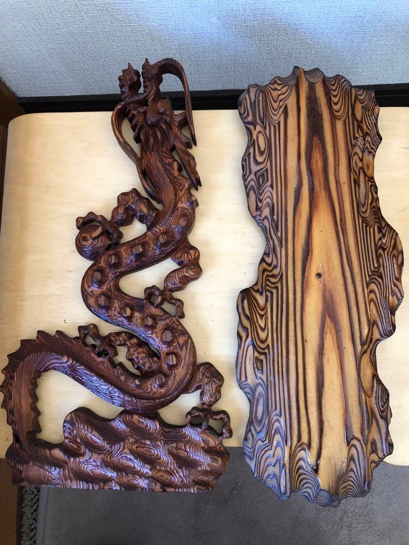 昇龍　置物　木製木彫り　彫刻　オブジェ　屋久杉？