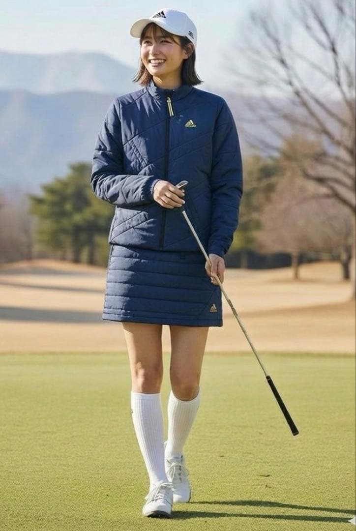 週末限定セール 新品adidasゴルフ レディース セットアップ ネイビーS