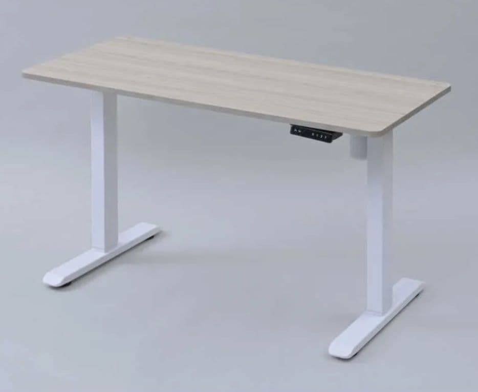 【新品、未使用、未開封】YAMAZEN電動昇降デスク、 脚ホワイト×天板Wオーク