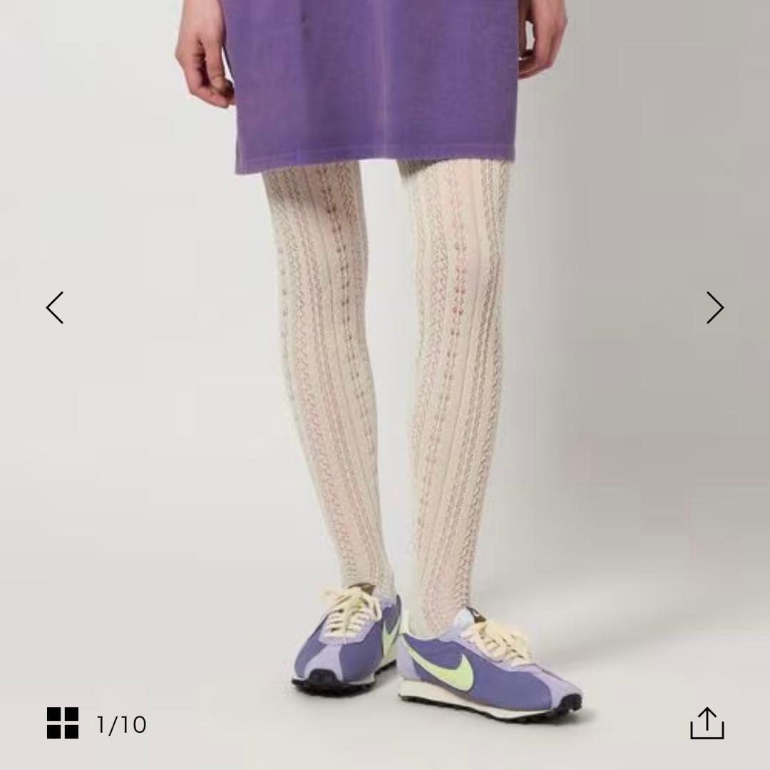 新品未使用【ROKU ロク】レースタイツ　オフホワイト　即完売品