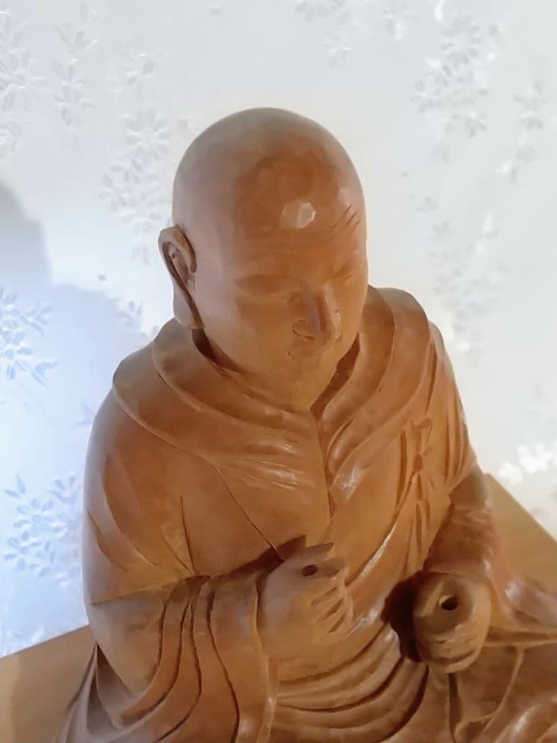 僧形坐像 法然上人坐像 #074 ◆白檀 木彫 仏像