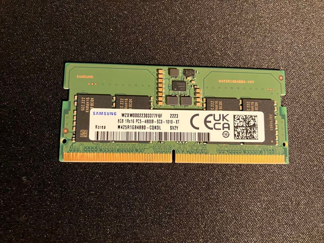 DDR5 8GB ノートPC用メモリ SO-DIMM 動作確認済