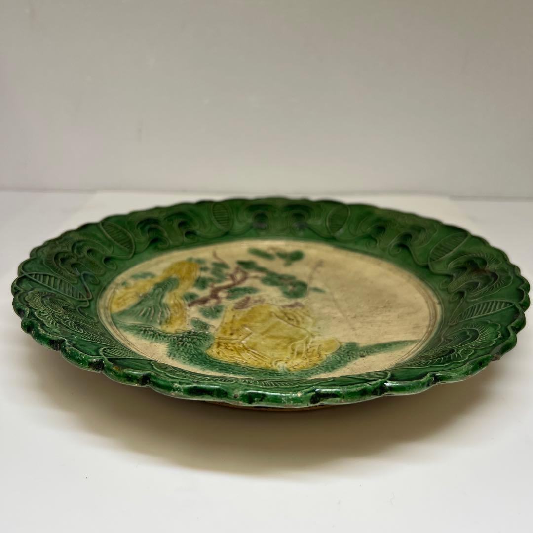 江戸中期　源内焼　大皿　幅約26㎝　東Y7-0729⭐︎2Fトコヒ