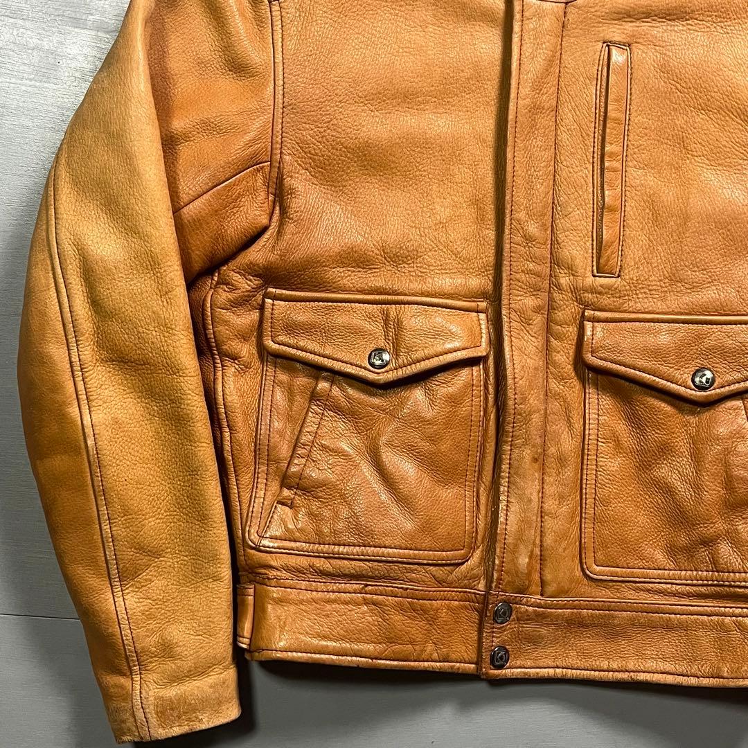 KUSHITANI シングルライダースジャケット　本革　オールレザー　短丈　S