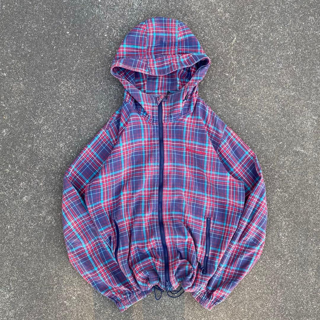 00s Columbia 短丈 チェック ジャケット y2k テック系 人気