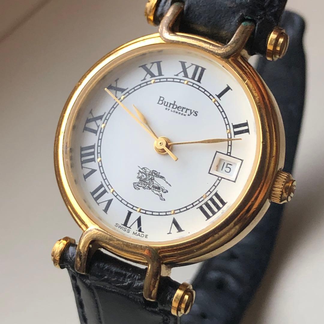 Burberrys バーバリーズ　電池新品　ローマン　レザー ベルト 時計