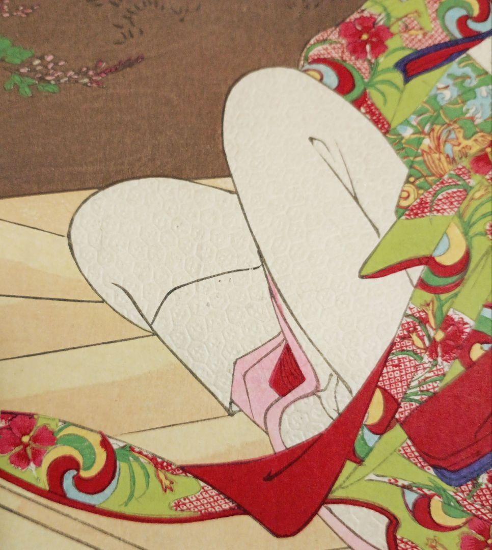 浮世絵、曾我十郎大磯通之圖三枚綴りの右側1枚売りです。橋本周延画、明治23年出版