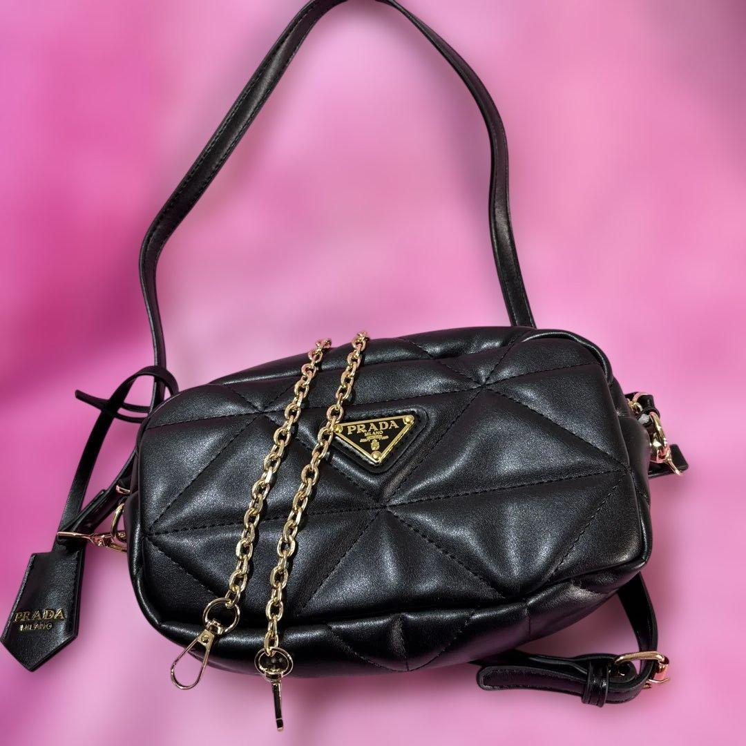 ブラック レザー ショルダーバッグノベルティ