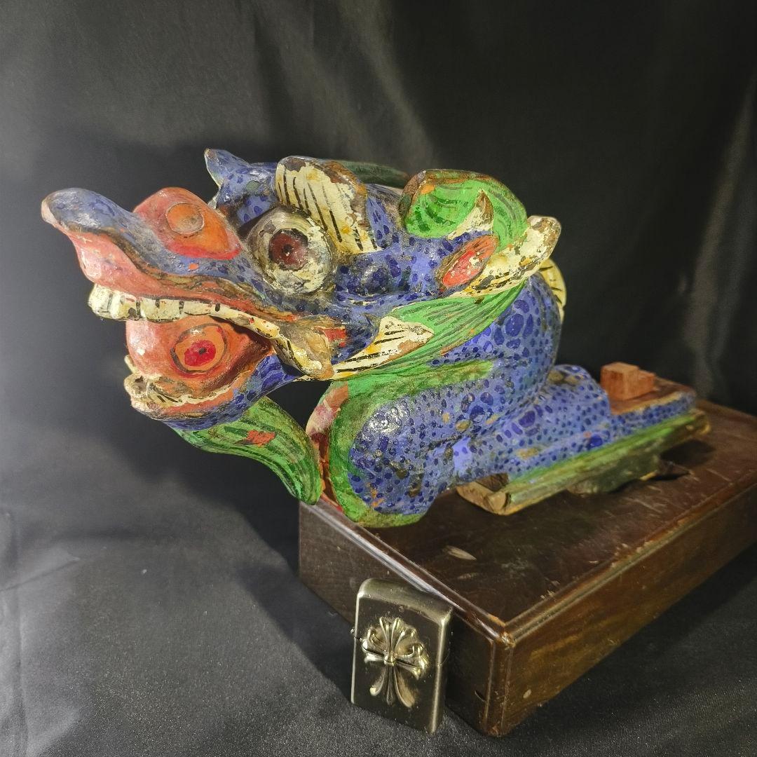 中国骨董 木彫竜頭 明清古建築 木鼻 だんじり 地車 寺流出古美術品 コレクター