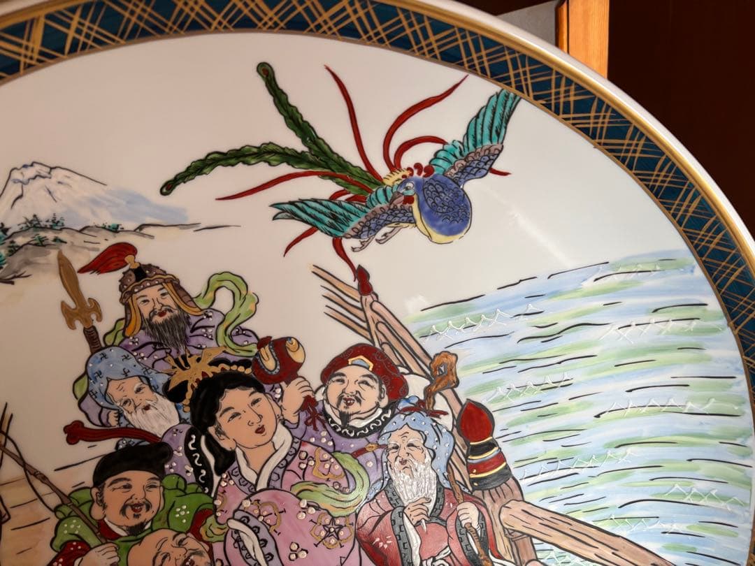 隆泉作　直径60cm 飾り皿　特大絵皿