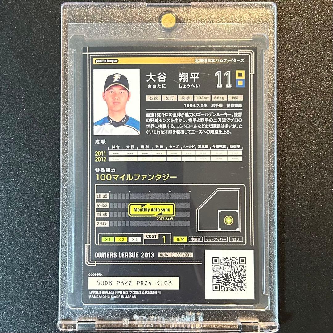 【値下げ不可】プロ野球カード　大谷翔平選手2013オーナーズリーグ　即購入⭕️