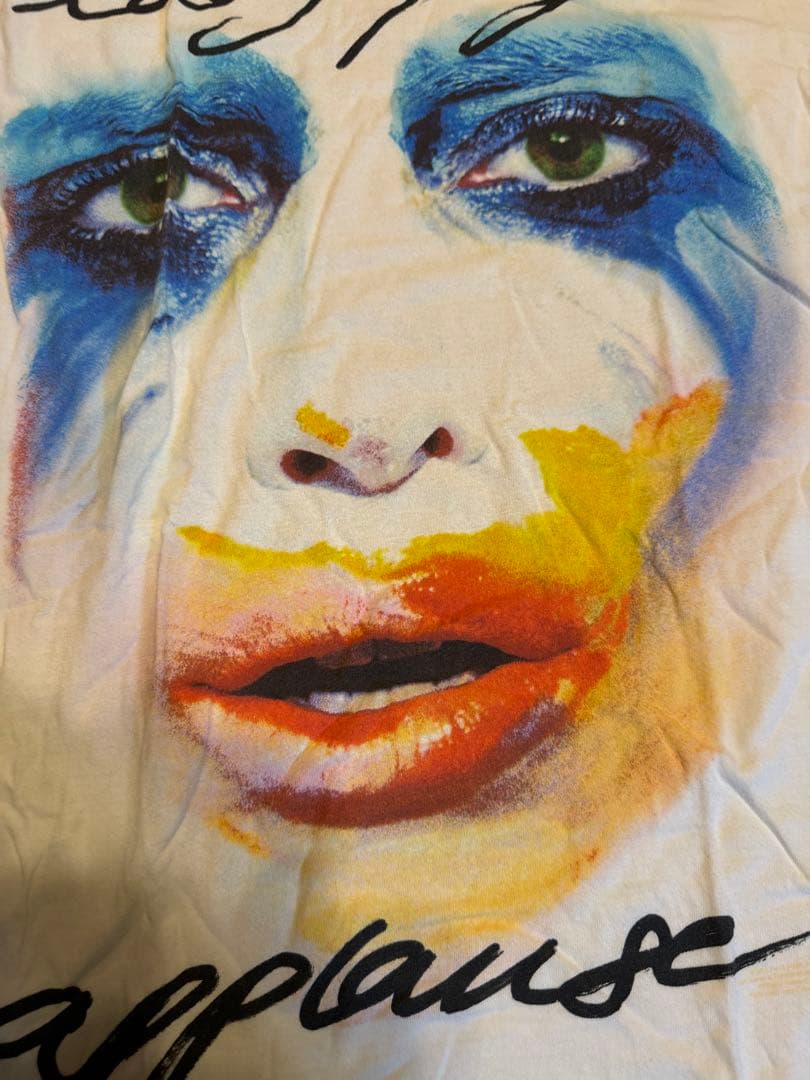 レディガガ白グラフィックTシャツサイズ表記L2010年コピーライト入り