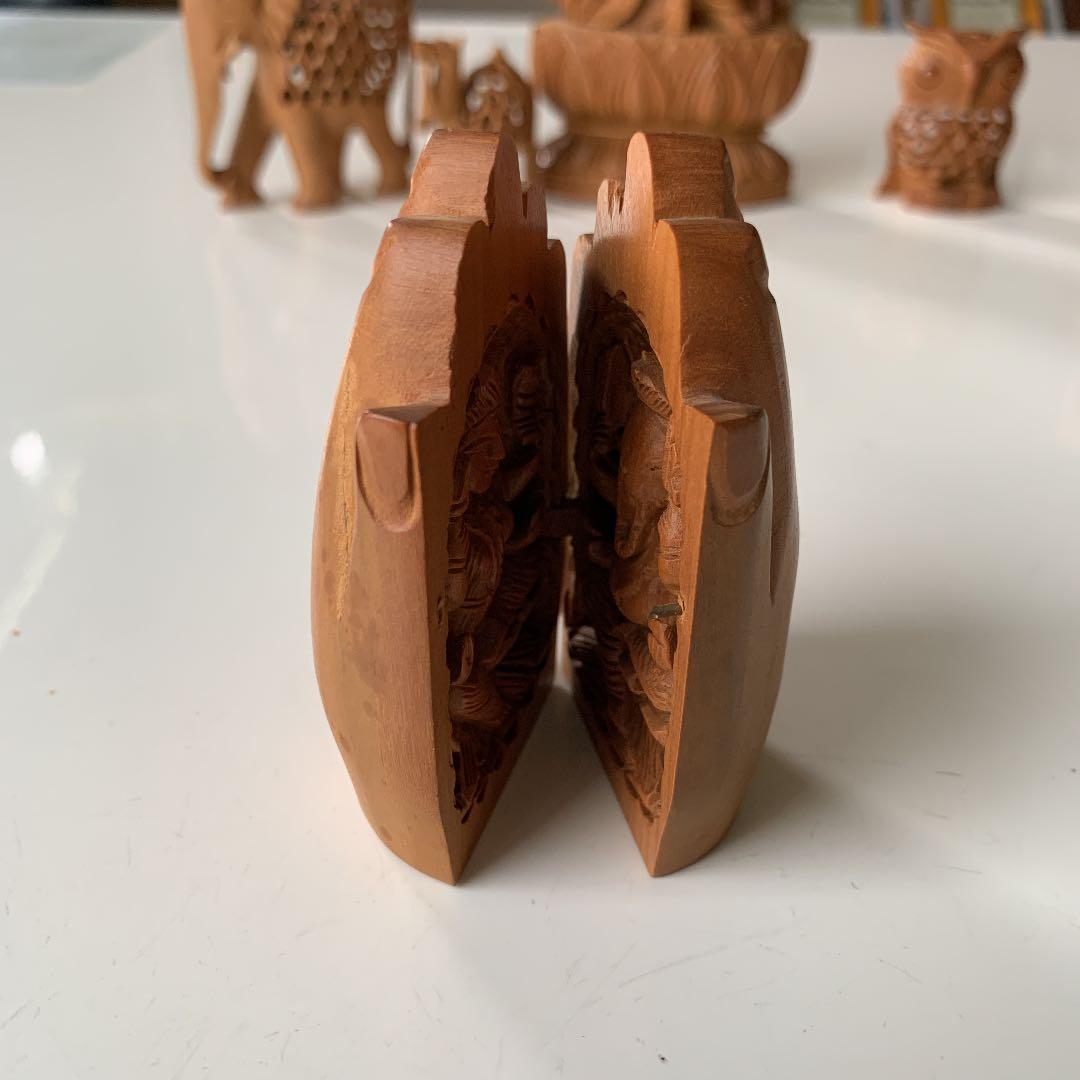[希少] 白檀　合掌　ガネーシャ　手彫り
