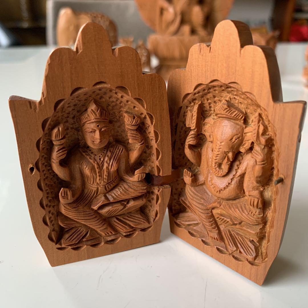 [希少] 白檀　合掌　ガネーシャ　手彫り