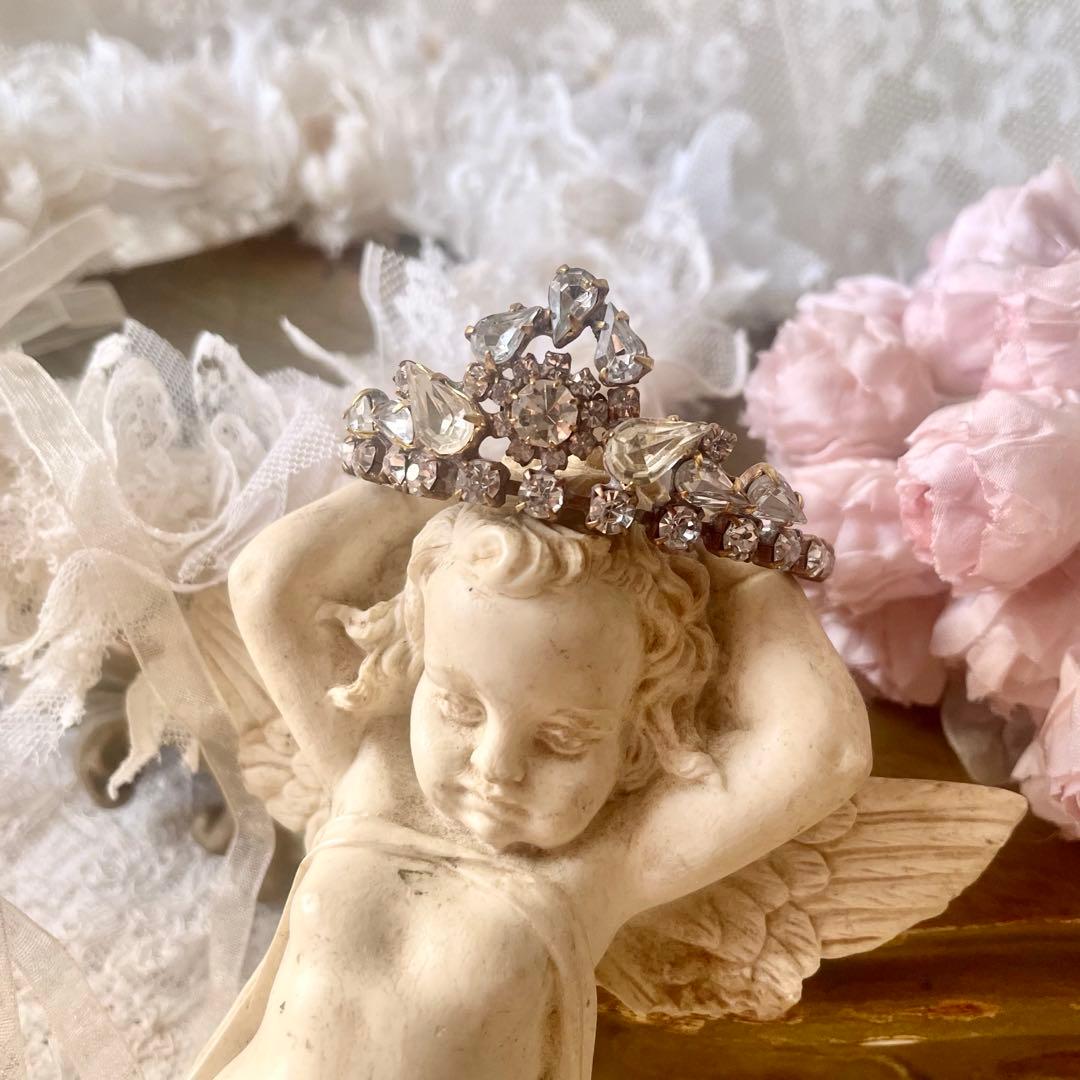 チェコガラスドールティアラA ラインストーン　フランスアンティークヴィンテージ