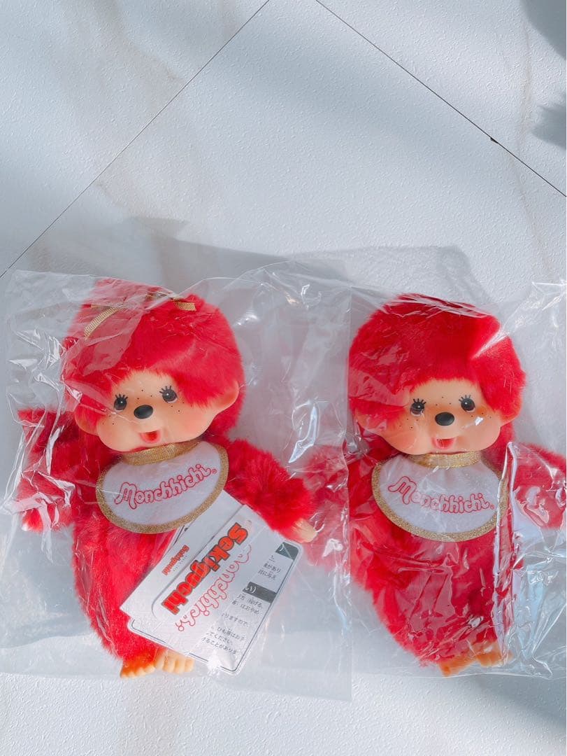Monchhichi 　キディランド限定　ぬいぐるみ　ペア 　赤　Sサイズ
