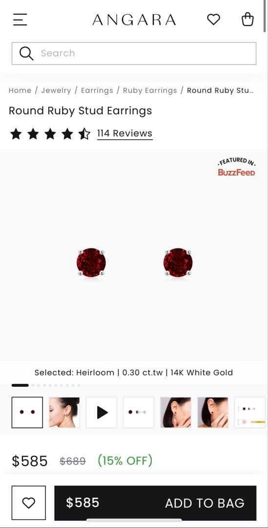 ANGARA 天然ルビーピアス